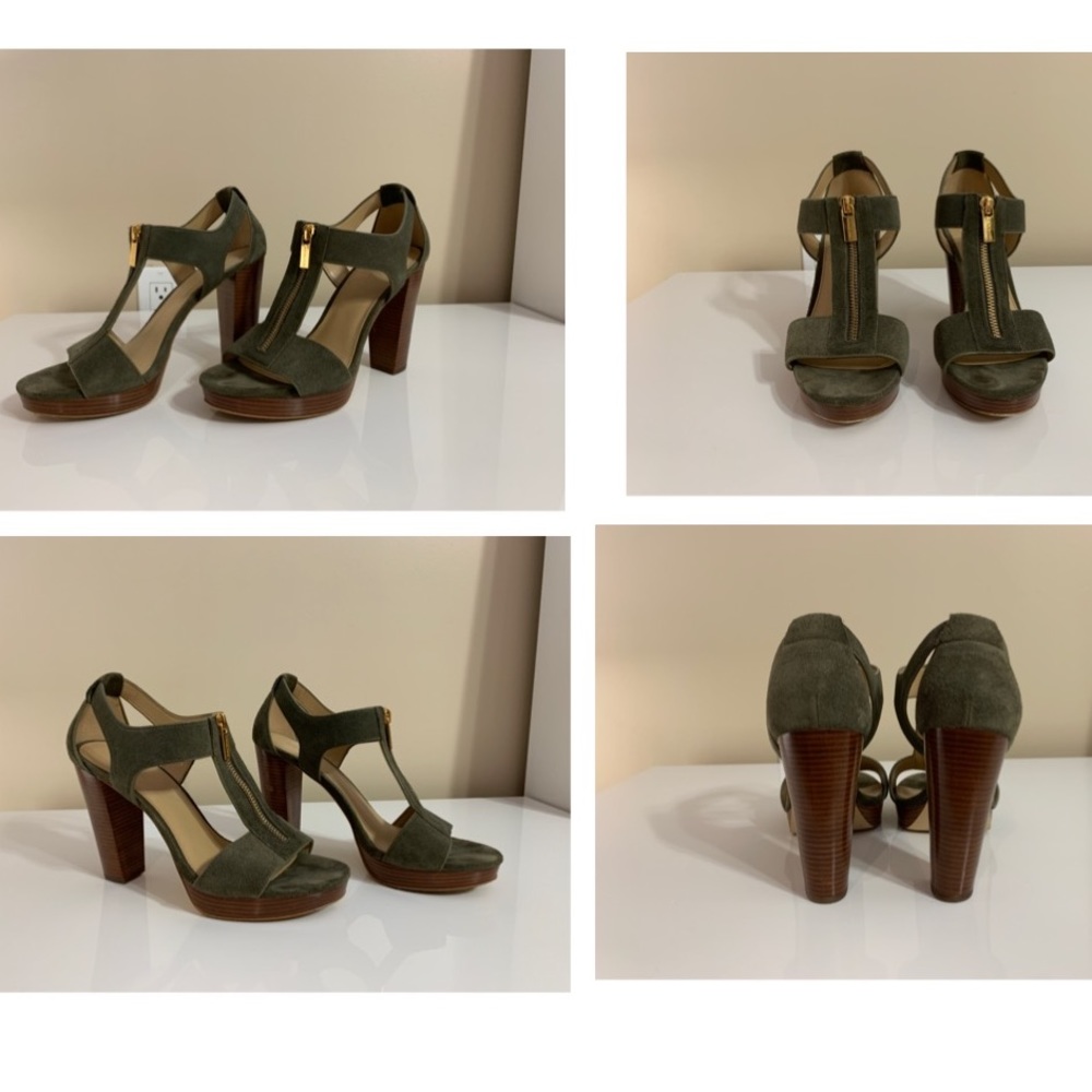 Olive Green Heels w/ Brown and Gold: Michael Kors